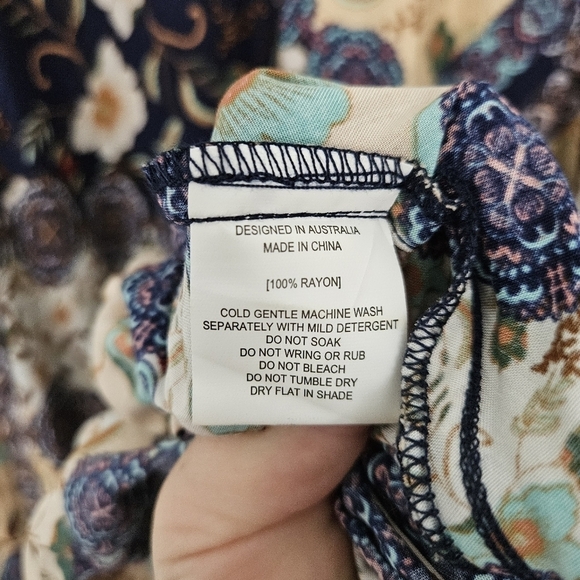 Abel The Label Anthropologie Ghandi Blue Floral Maxi Dress size L - Picture 9 of 12